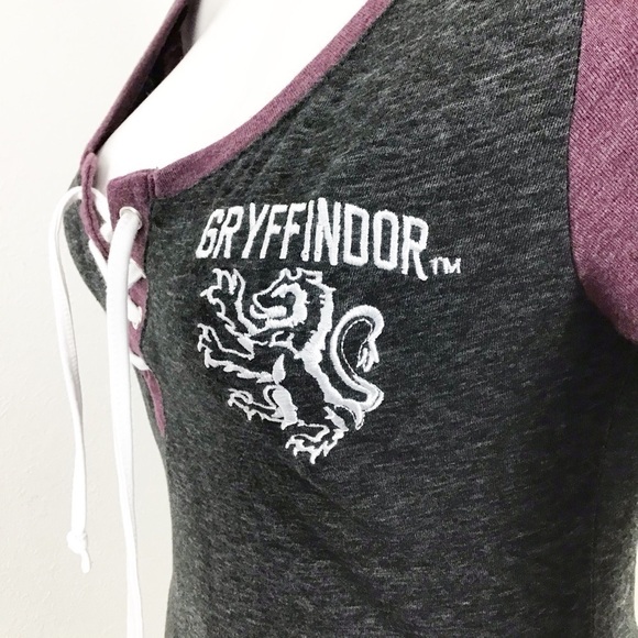 Harry Potter Gryffindor V Neck 3/4 Sleeve Top Size M - Picture 5 of 7